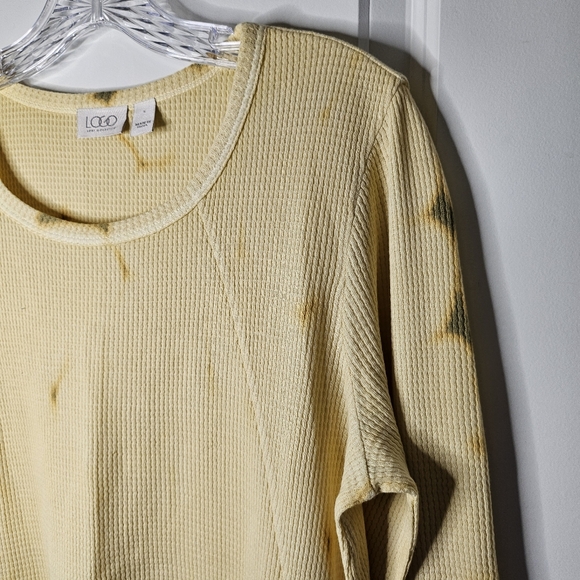 LOGO Waffle Knit Dip Dye Long Sleeve Tunic Top Casual Relaxed Fit Size Small - Picture 2 of 10